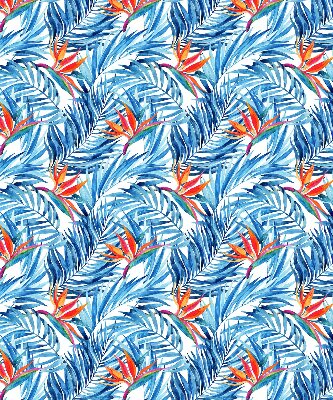 Rolgordijn voor balkondeur in blauwe bladeren