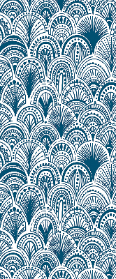 Binnenrolgordijn voor raam in blauw patroon