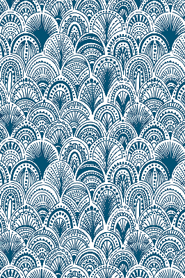 Binnenrolgordijn voor raam in blauw patroon