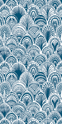 Binnenrolgordijn voor raam in blauw patroon