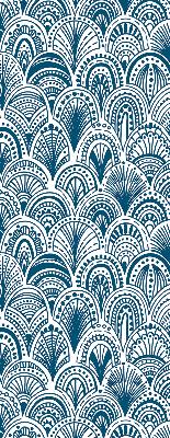 Binnenrolgordijn voor raam in blauw patroon