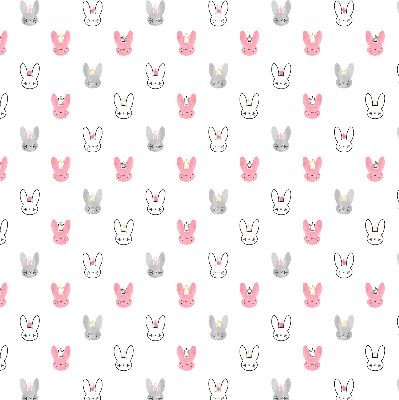 Binnenrolgordijn voor raam met kleurrijke konijnen met kroontjes