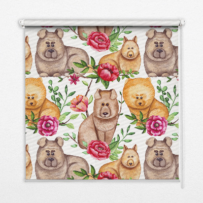 Binnengordijn met honden tussen de bloemen