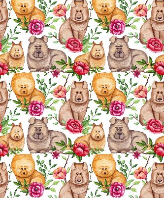 Binnengordijn met honden tussen de bloemen