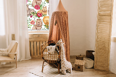 Binnengordijn met honden tussen de bloemen