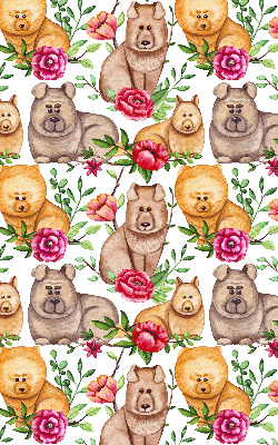 Binnengordijn met honden tussen de bloemen