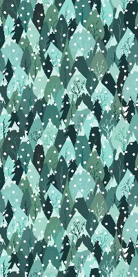 Stoffen rolgordijn met bos- en vallende-sneeuwprint