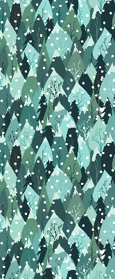 Stoffen rolgordijn met bos- en vallende-sneeuwprint