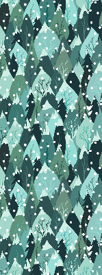 Stoffen rolgordijn met bos- en vallende-sneeuwprint