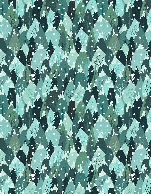 Stoffen rolgordijn met bos- en vallende-sneeuwprint