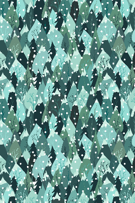 Stoffen rolgordijn met bos- en vallende-sneeuwprint
