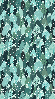 Stoffen rolgordijn met bos- en vallende-sneeuwprint