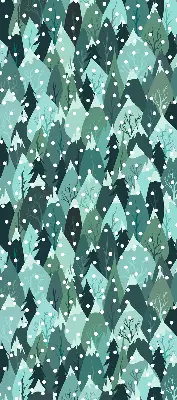 Stoffen rolgordijn met bos- en vallende-sneeuwprint