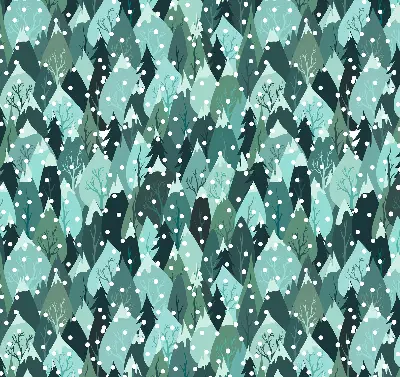 Stoffen rolgordijn met bos- en vallende-sneeuwprint