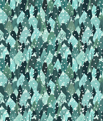 Stoffen rolgordijn met bos- en vallende-sneeuwprint