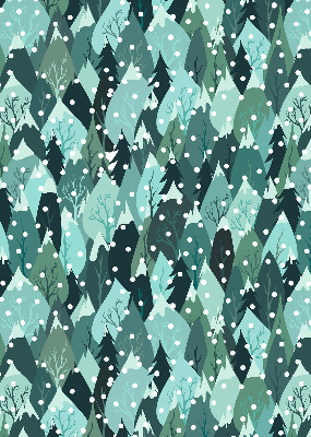 Stoffen rolgordijn met bos- en vallende-sneeuwprint