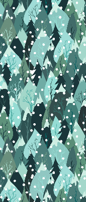 Stoffen rolgordijn met bos- en vallende-sneeuwprint