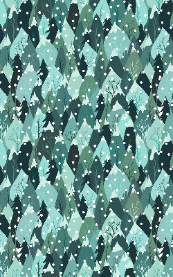 Stoffen rolgordijn met bos- en vallende-sneeuwprint