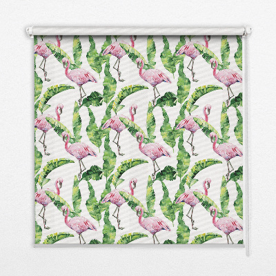 Rolgordijn voor balkondeur met flamingo’s tussen de bladeren