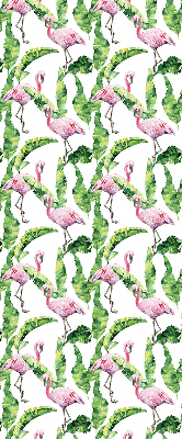Rolgordijn voor balkondeur met flamingo’s tussen de bladeren