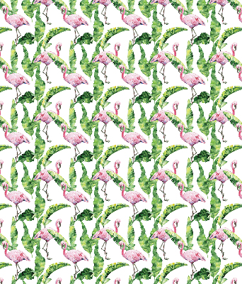 Rolgordijn voor balkondeur met flamingo’s tussen de bladeren