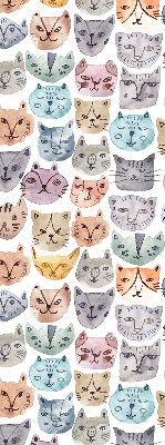 Binnenrolgordijn voor raam met kleurrijke kattengezichten
