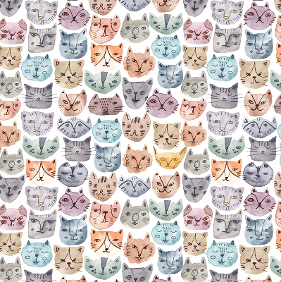 Binnenrolgordijn voor raam met kleurrijke kattengezichten