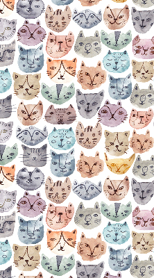 Binnenrolgordijn voor raam met kleurrijke kattengezichten
