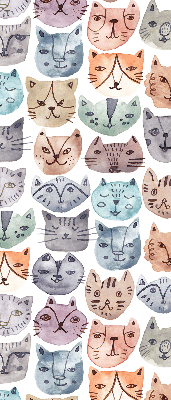 Binnenrolgordijn voor raam met kleurrijke kattengezichten