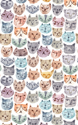Binnenrolgordijn voor raam met kleurrijke kattengezichten