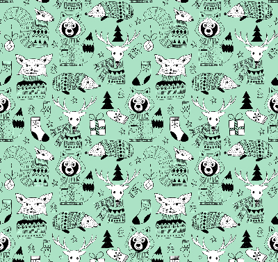 Stoffen rolgordijn met winterdierenprint