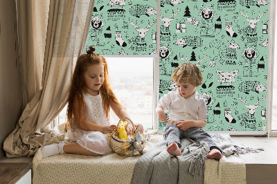 Stoffen rolgordijn met winterdierenprint