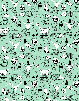 Stoffen rolgordijn met winterdierenprint