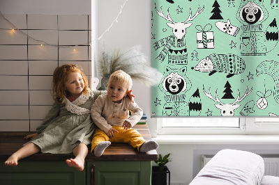 Stoffen rolgordijn met winterdierenprint