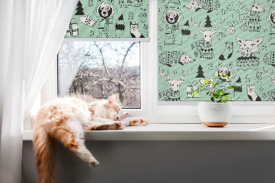 Stoffen rolgordijn met winterdierenprint