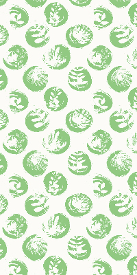Rolgordijn voor raam met planten die weerspiegeld worden in groene cirkels