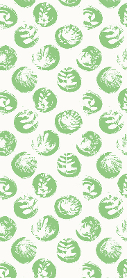Rolgordijn voor raam met planten die weerspiegeld worden in groene cirkels