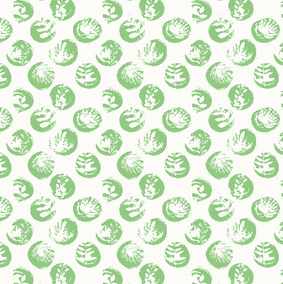 Rolgordijn voor raam met planten die weerspiegeld worden in groene cirkels
