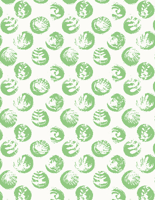 Rolgordijn voor raam met planten die weerspiegeld worden in groene cirkels
