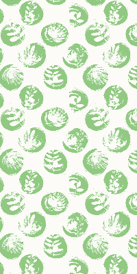 Rolgordijn voor raam met planten die weerspiegeld worden in groene cirkels