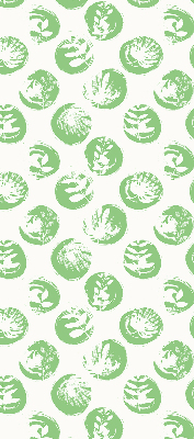Rolgordijn voor raam met planten die weerspiegeld worden in groene cirkels