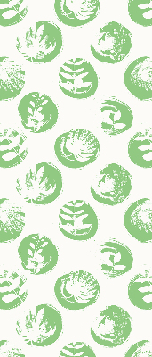 Rolgordijn voor raam met planten die weerspiegeld worden in groene cirkels
