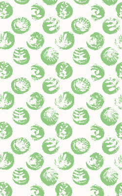 Rolgordijn voor raam met planten die weerspiegeld worden in groene cirkels