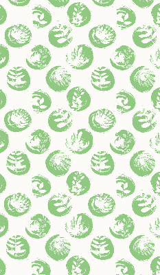 Rolgordijn voor raam met planten die weerspiegeld worden in groene cirkels