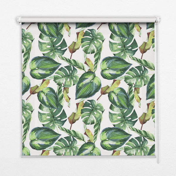 Binnenrolgordijn voor raam met tropische plantenprint
