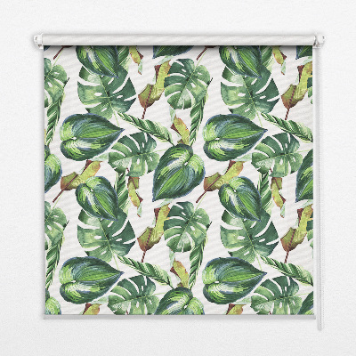 Binnenrolgordijn voor raam met tropische plantenprint