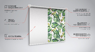 Binnenrolgordijn voor raam met tropische plantenprint