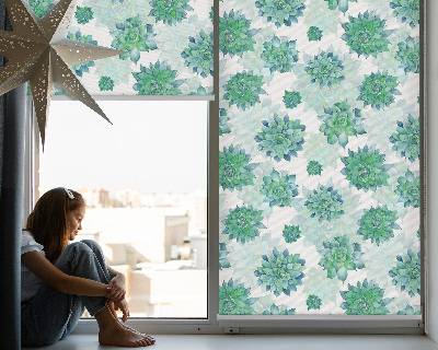 Binnenrolgordijn voor raam in groene bloemenprint