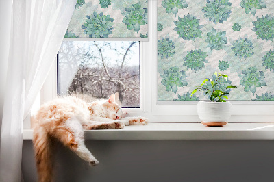 Binnenrolgordijn voor raam in groene bloemenprint