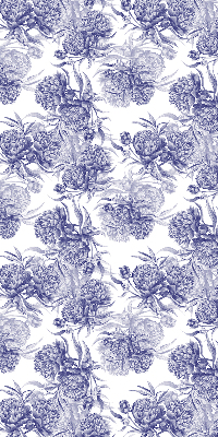 Stoffen rolgordijn in de kleur blauw met bloemmotief